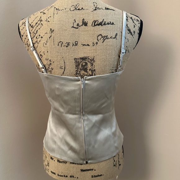 Champagne colored silk, wrap front camisole. - Picture 4 of 5